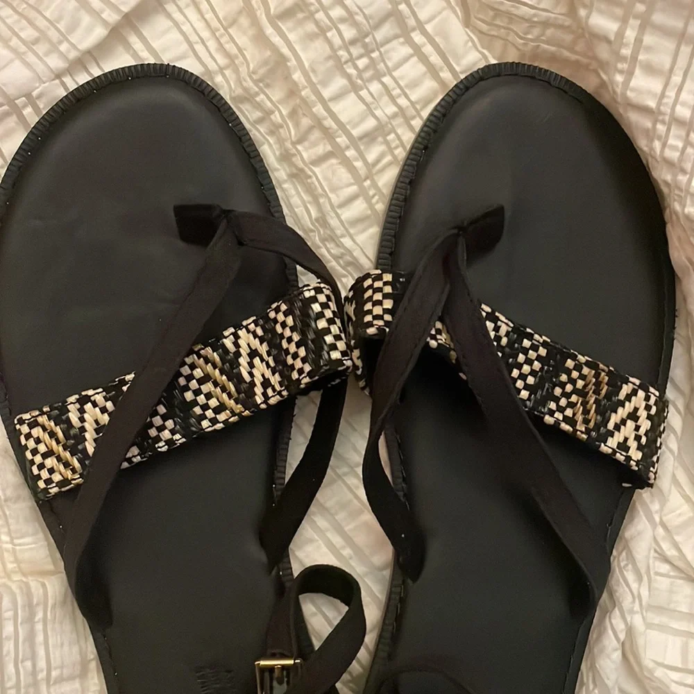 Toms Lexie Black Canvas/Geometric Woven Sandal. Size 11. NWOT🔹FIRM🔹 - Picture 3 of 13